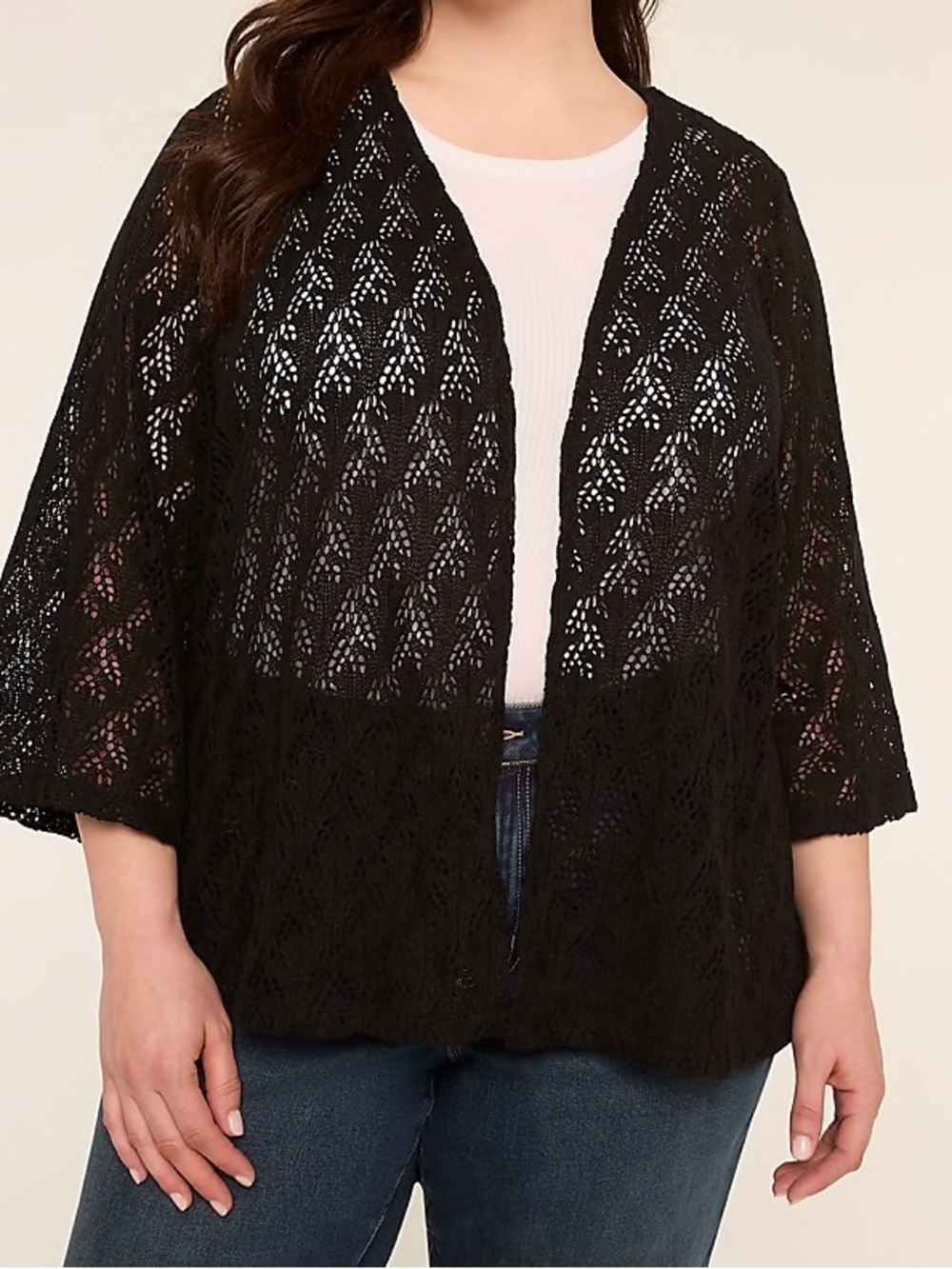 Lane Bryant NWT Open-Front Crochet Overpiece 14/16